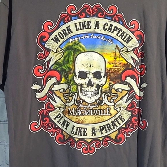 Margaritaville Pirate Pidgeon Forge Tennessee Skull Graphic Print Tshirt Mens M - Picture 10 of 14